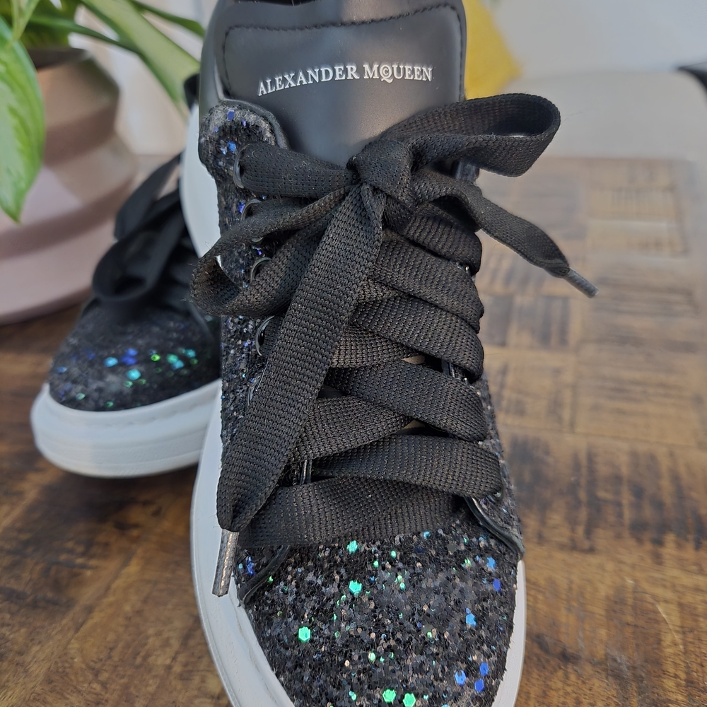 Alexander McQueen Glitter Sneakers in Black and Green